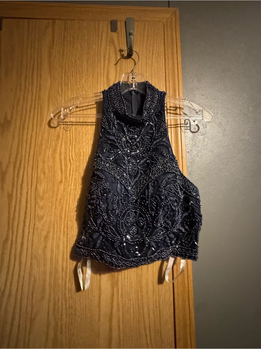 Sherri Hill Navy Beaded Two-Piece Dress